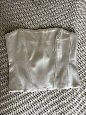 Aritzia Satin Ivory Strapless Corset Top
